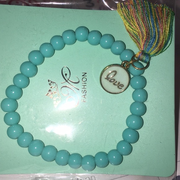 NEW turquoise love and rainbow tassel bracelet - Picture 5 of 5